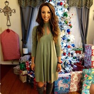 Entro Sage Green Long Sleeve Dress